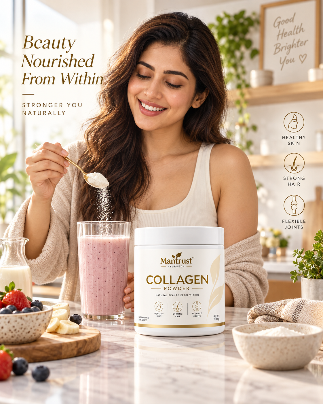 Mantrust Collagen Powder 200g for Healthy Skin, Strong Hair & Joint Support