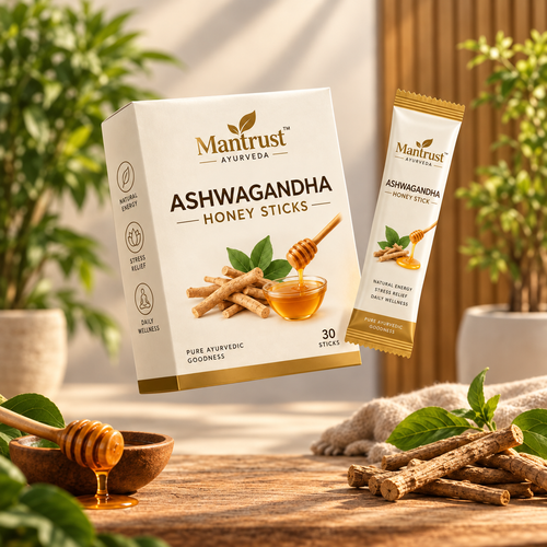 Mantrust Ashwagandha Honey Sticks – 30 Ayurvedic Wellness Sticks for Daily Energy & Stress Support