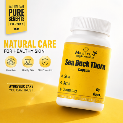 Mantrust Sea Buckthorn Capsules 500mg | Omega 3, 6, 7 & 9 for Skin & Daily Wellness | 60 Capsules