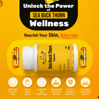Mantrust Sea Buckthorn Capsules 500mg | Omega 3, 6, 7 & 9 for Skin & Daily Wellness | 60 Capsules