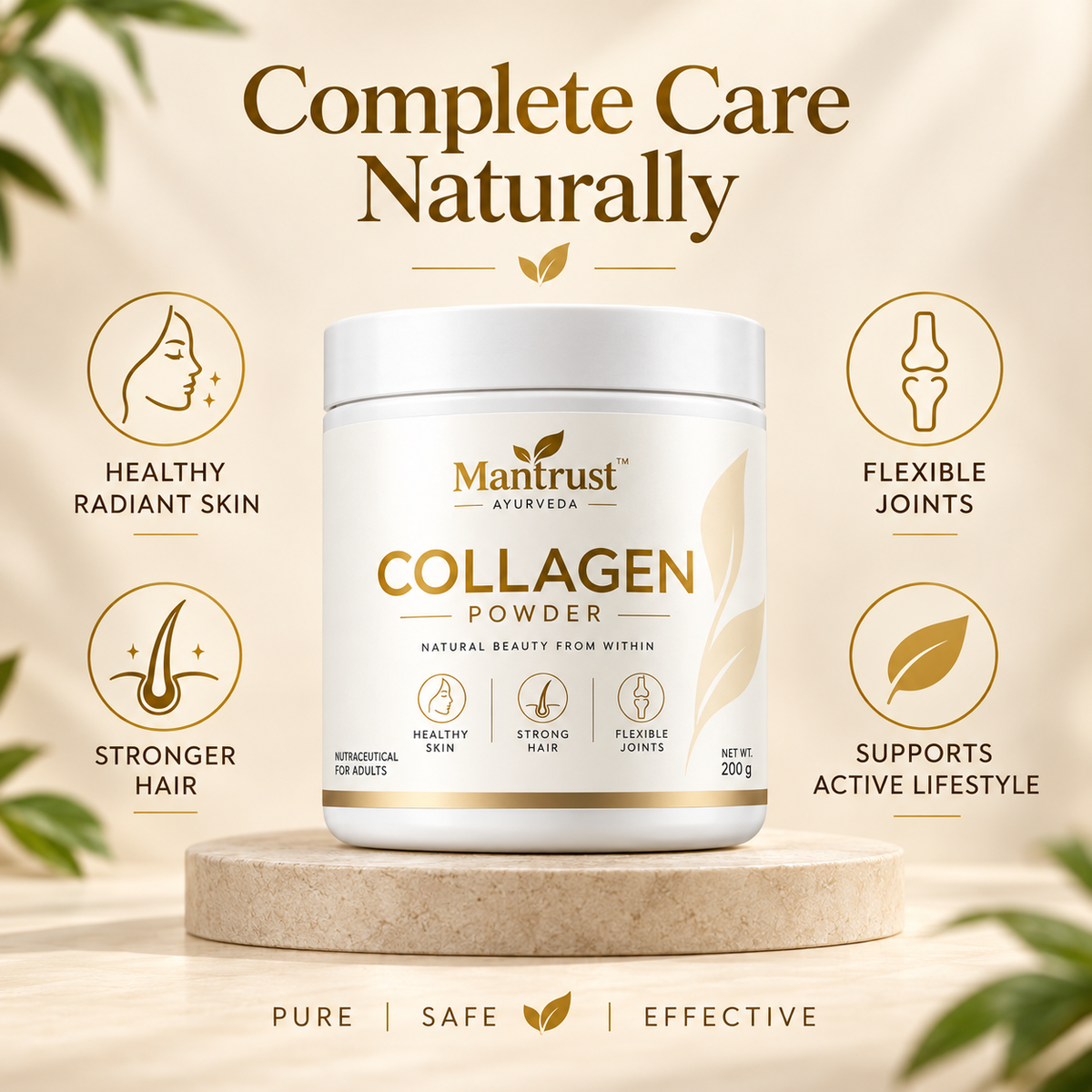 Mantrust Collagen Powder 200g for Healthy Skin, Strong Hair & Joint Support