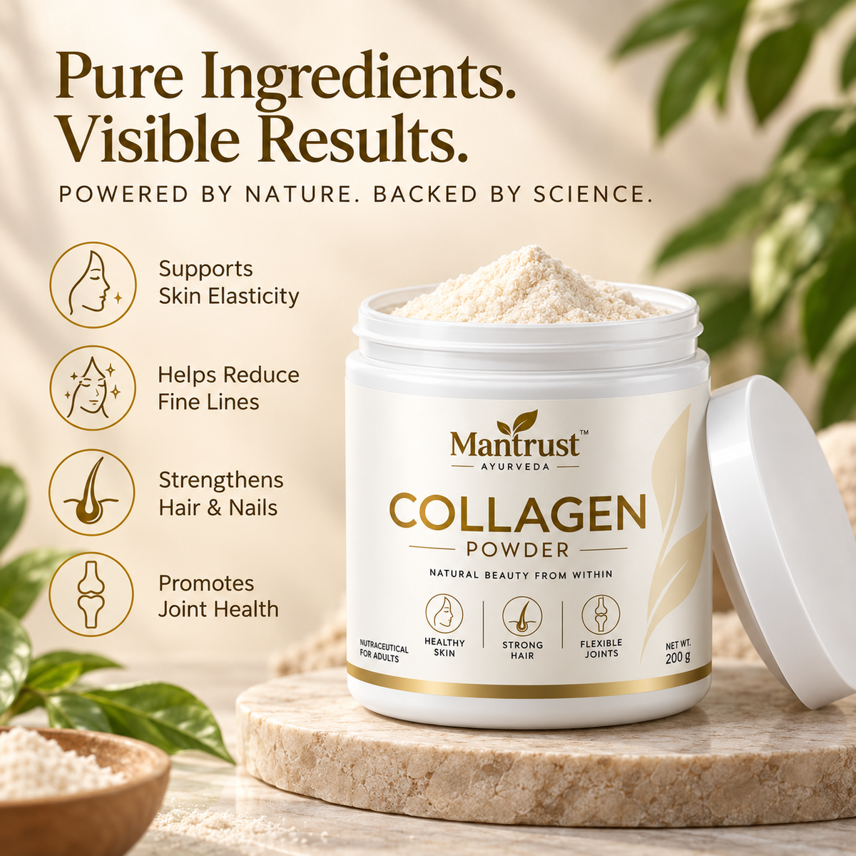 Mantrust Collagen Powder 200g for Healthy Skin, Strong Hair & Joint Support