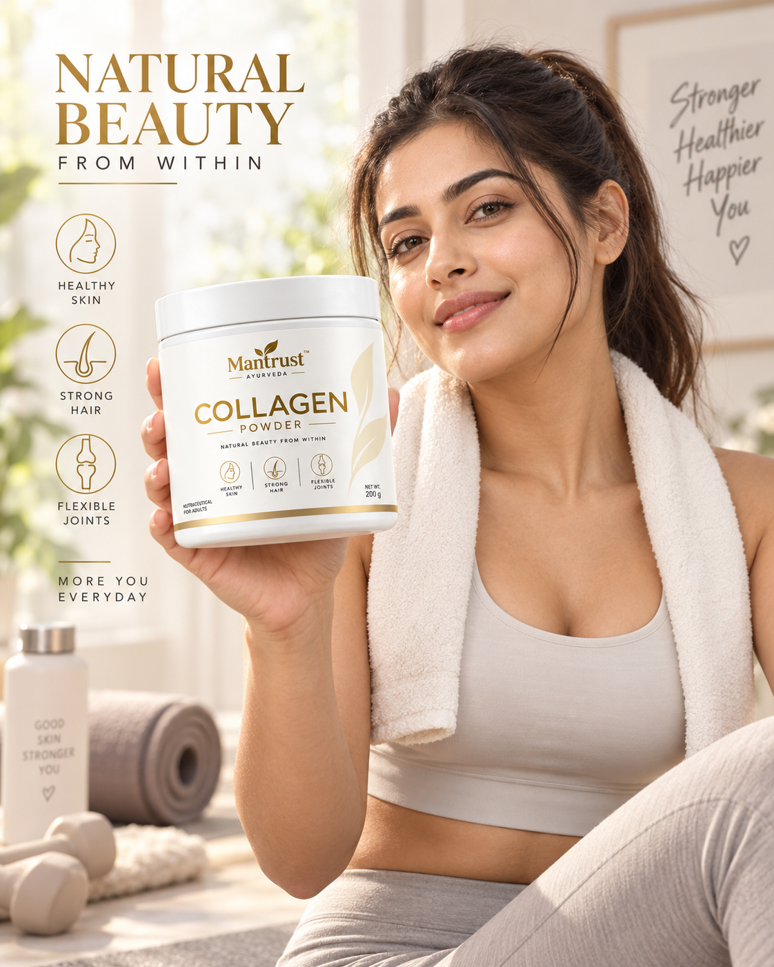 Mantrust Collagen Powder 200g for Healthy Skin, Strong Hair & Joint Support