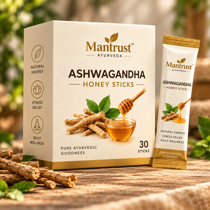 Mantrust Ashwagandha Honey Sticks – 30 Ayurvedic Wellness Sticks for Daily Energy & Stress Support