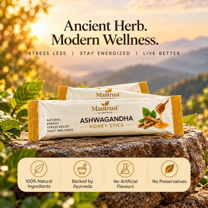 Mantrust Ashwagandha Honey Sticks – 30 Ayurvedic Wellness Sticks for Daily Energy & Stress Support