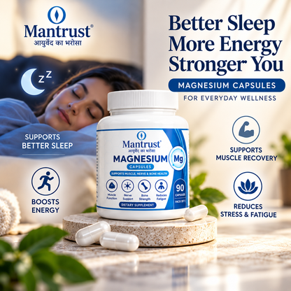 Mantrust Magnesium Capsules 500mg – 90 Capsules | Muscle, Nerve & Bone Health Support