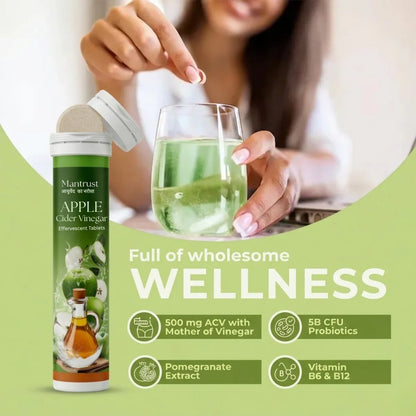 Mantrust Apple Cider Vinegar Effervescent Tablets for Metabolism, Digestion & Weight Management – Green Apple