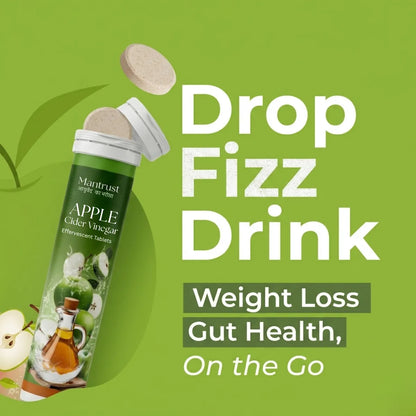 Mantrust Apple Cider Vinegar Effervescent Tablets for Metabolism, Digestion & Weight Management – Green Apple
