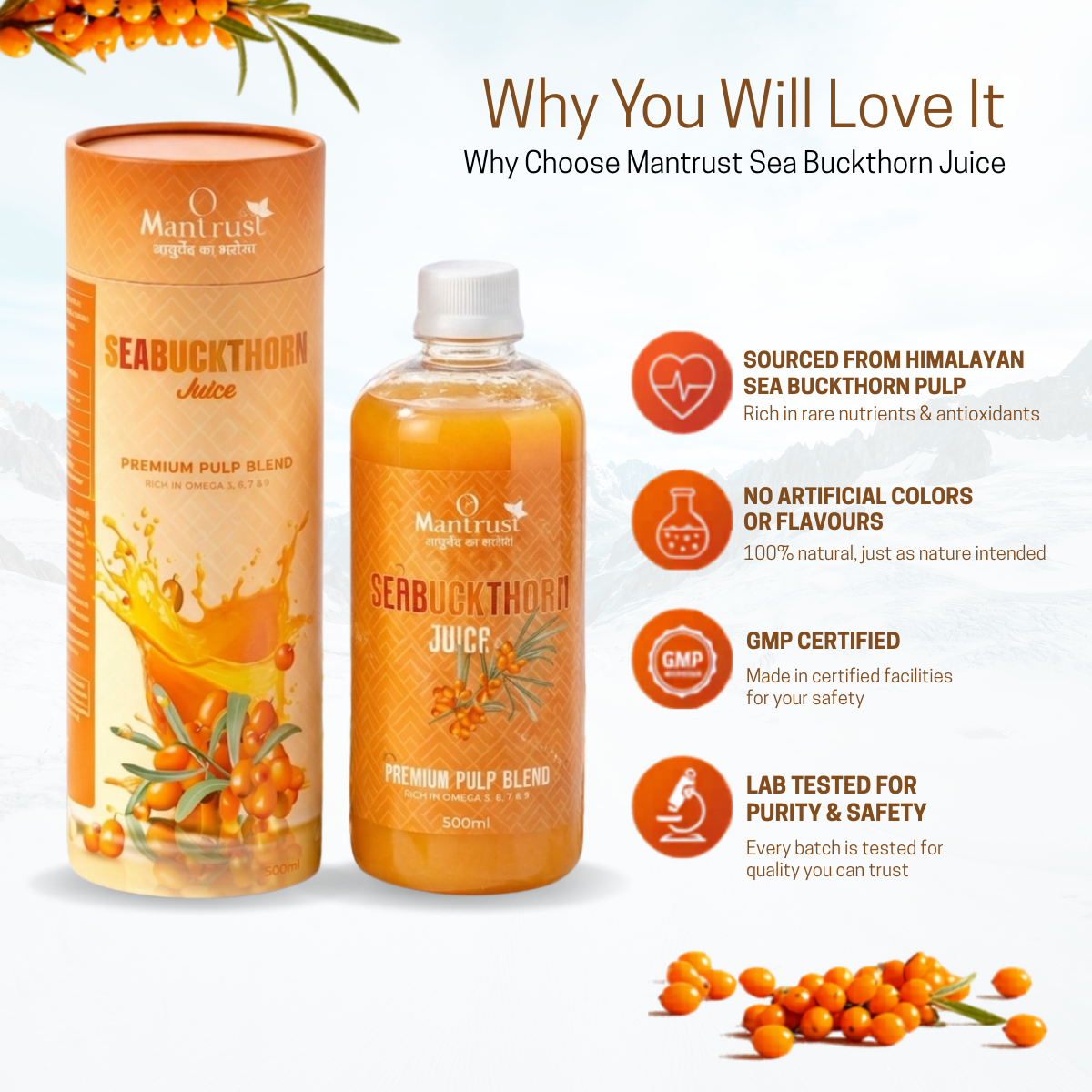 100% Natural Himalayan Sea Buckthorn Pulp – Pure Superfood for Immunity, Skin & Daily Wellness